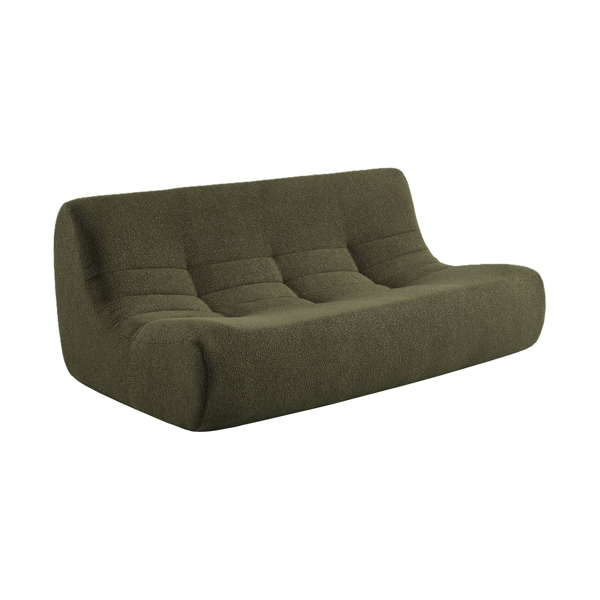 sweeek - Chauffeuse bouclette texturée 3 places kaki - Sokol | sweeek - Image 2