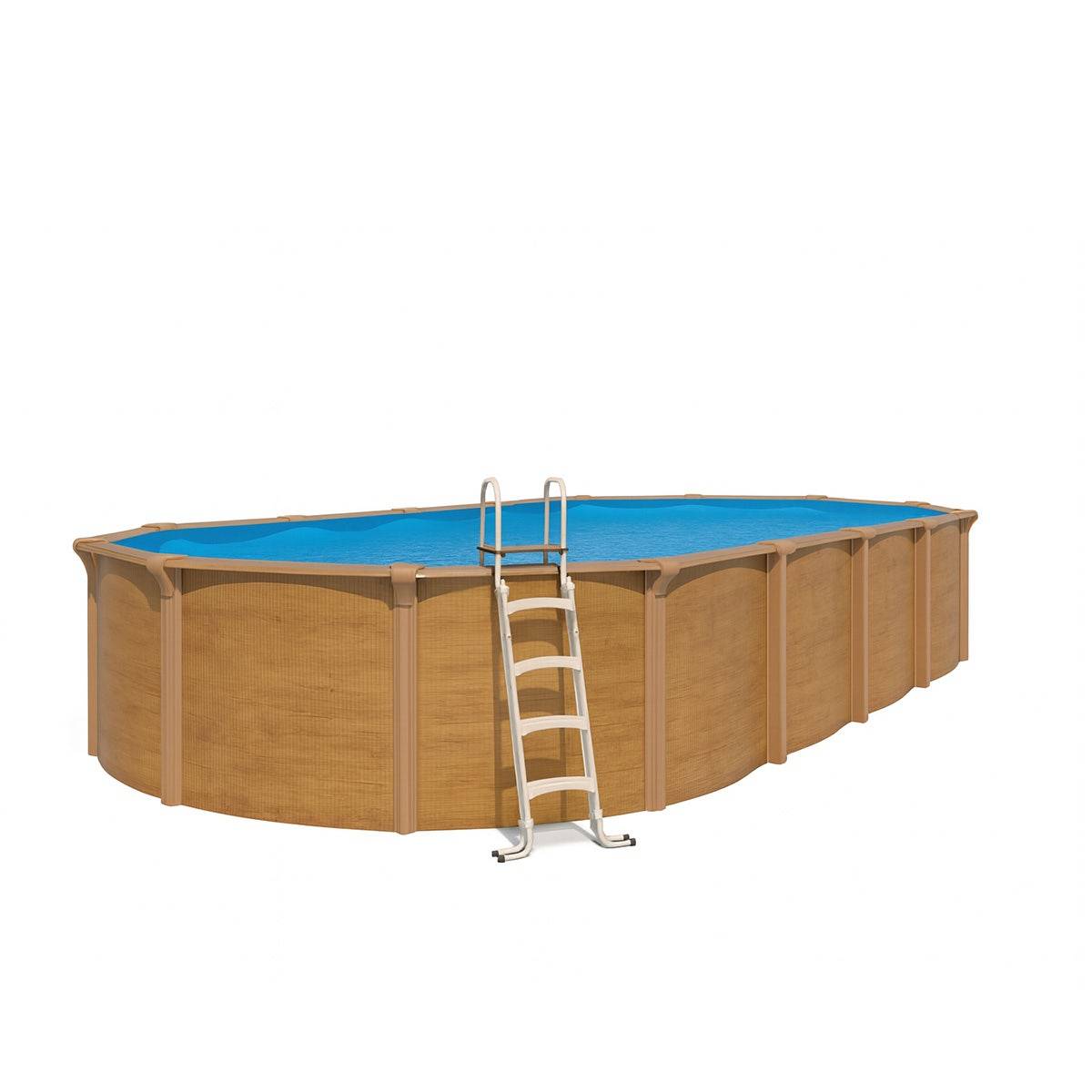 Piscine hors sol acier ovale 9,15 x 4,55 x 1,32 m aspect bois OSMOSE - Image 1