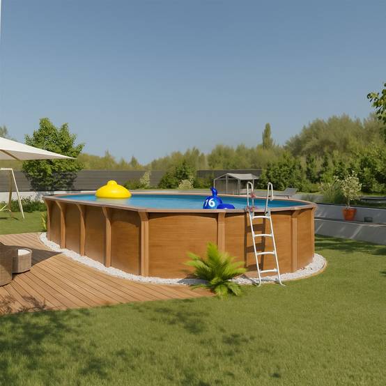 Piscine hors sol acier ovale 9,15 x 4,55 x 1,32 m aspect bois OSMOSE - Image 2