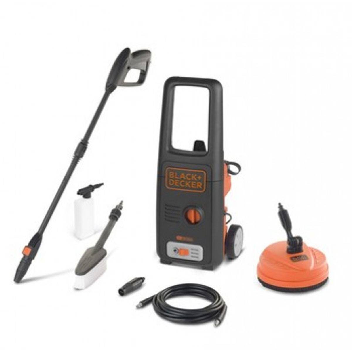 Black & Decker - Nettoyeur Haute Pression BLACK & DECKER 1400W COMPLET Enrouleur + Brosse Fixe + Brosse Terrasse 110 bar 390 L/h - Image 2