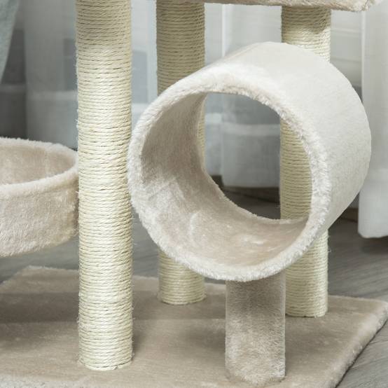 Arbre à gratter pour chat avec jouets et tunnel, bois, beige, 50 x 40 x 105 cm - PANGIVO - Image 7