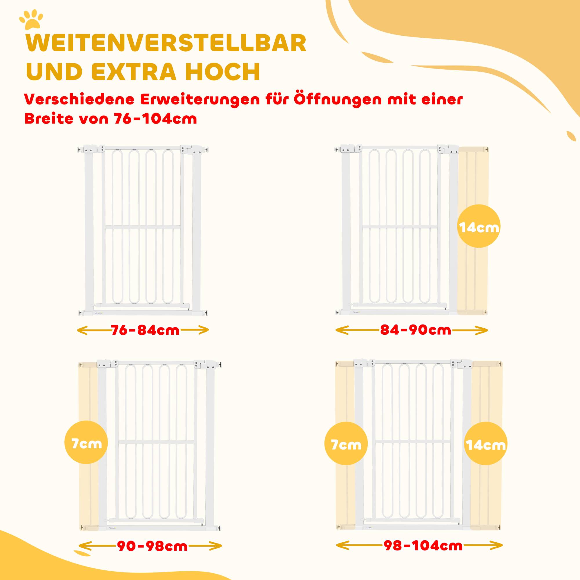 Sans Marque - Barrière de porte pour chien, 76-104 cm, sans perçage, pour escaliers - Image 6
