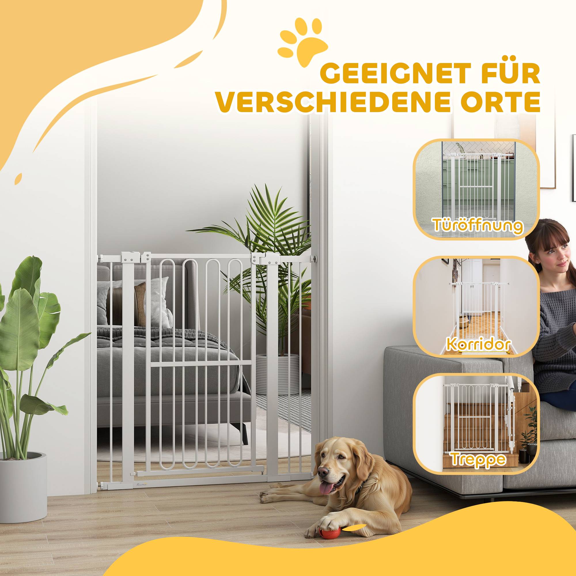 Sans Marque - Barrière de porte pour chien, 76-104 cm, sans perçage, pour escaliers - Image 10
