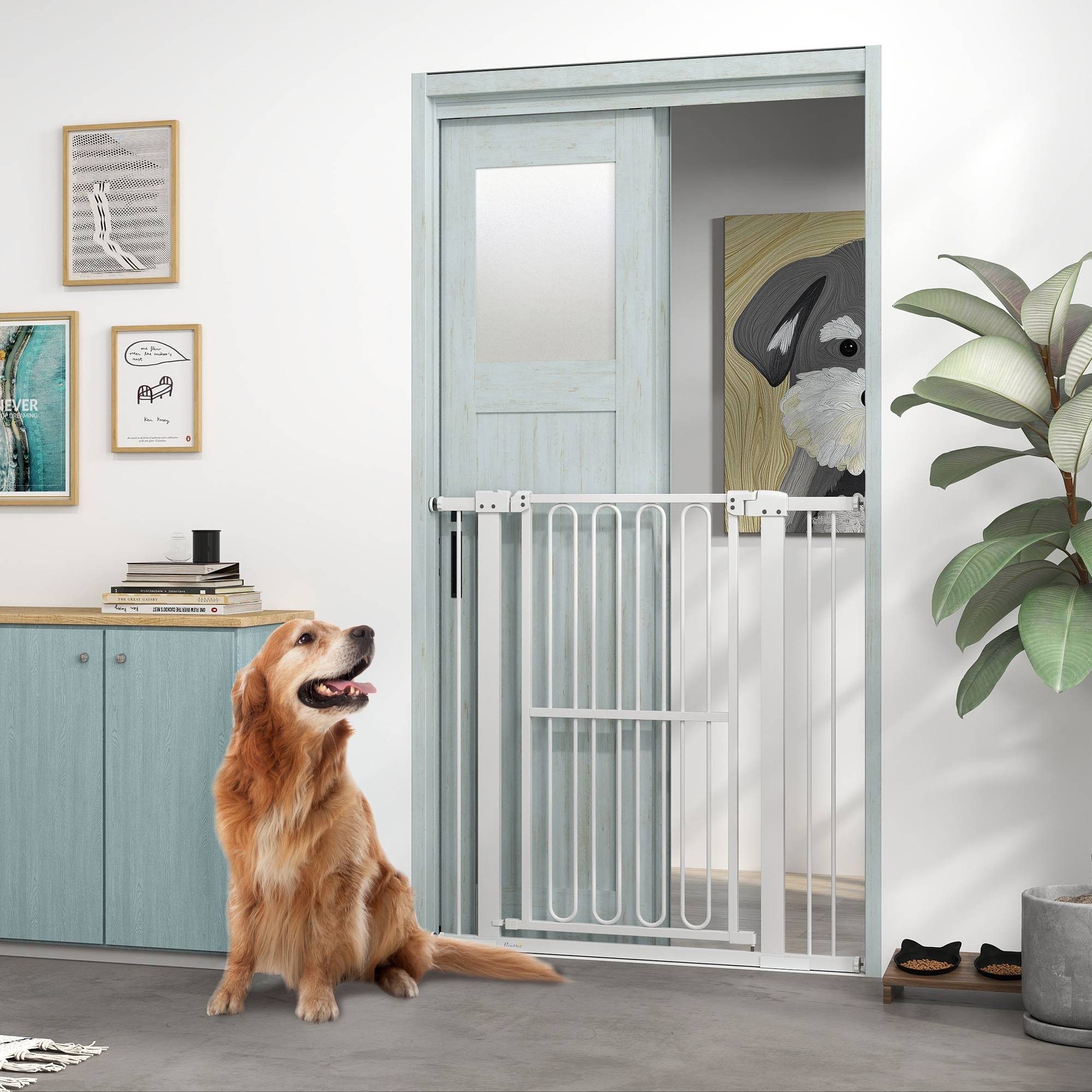Sans Marque - Barrière de porte pour chien, 76-104 cm, sans perçage, pour escaliers - Image 4