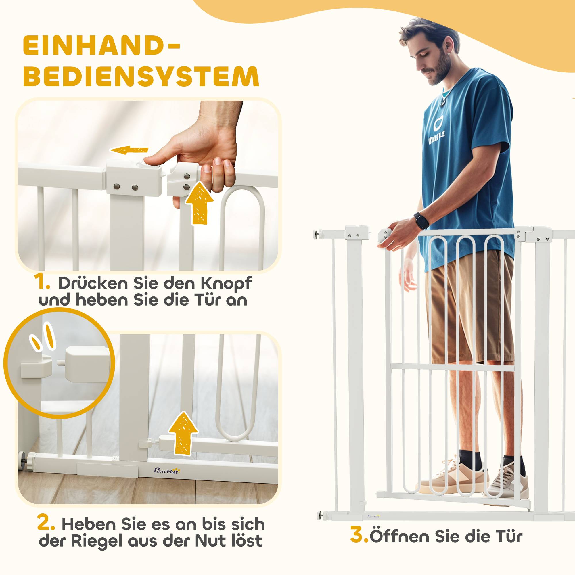 Sans Marque - Barrière de porte pour chien, 76-104 cm, sans perçage, pour escaliers - Image 8