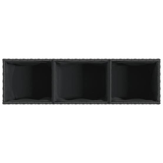 2 pcs Jardinières avec 3 pots, Bac à fleurs, Pot de fleurs noir 105x30x32 cm résine tressée - Image 9