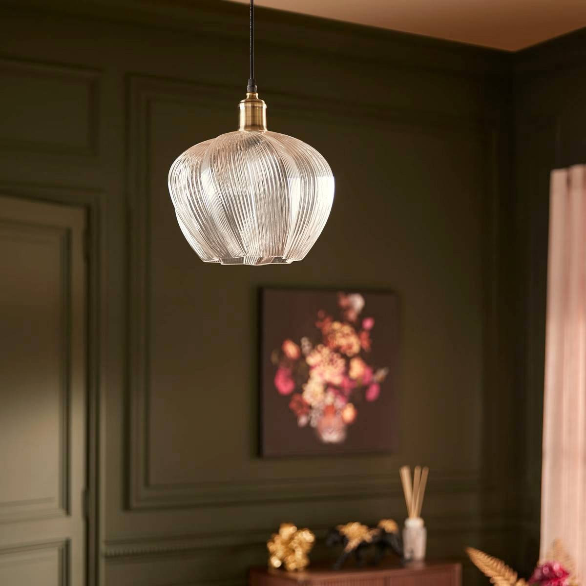 Lampe Suspension en Verre "Phylas" 37cm Transparent - Image 5