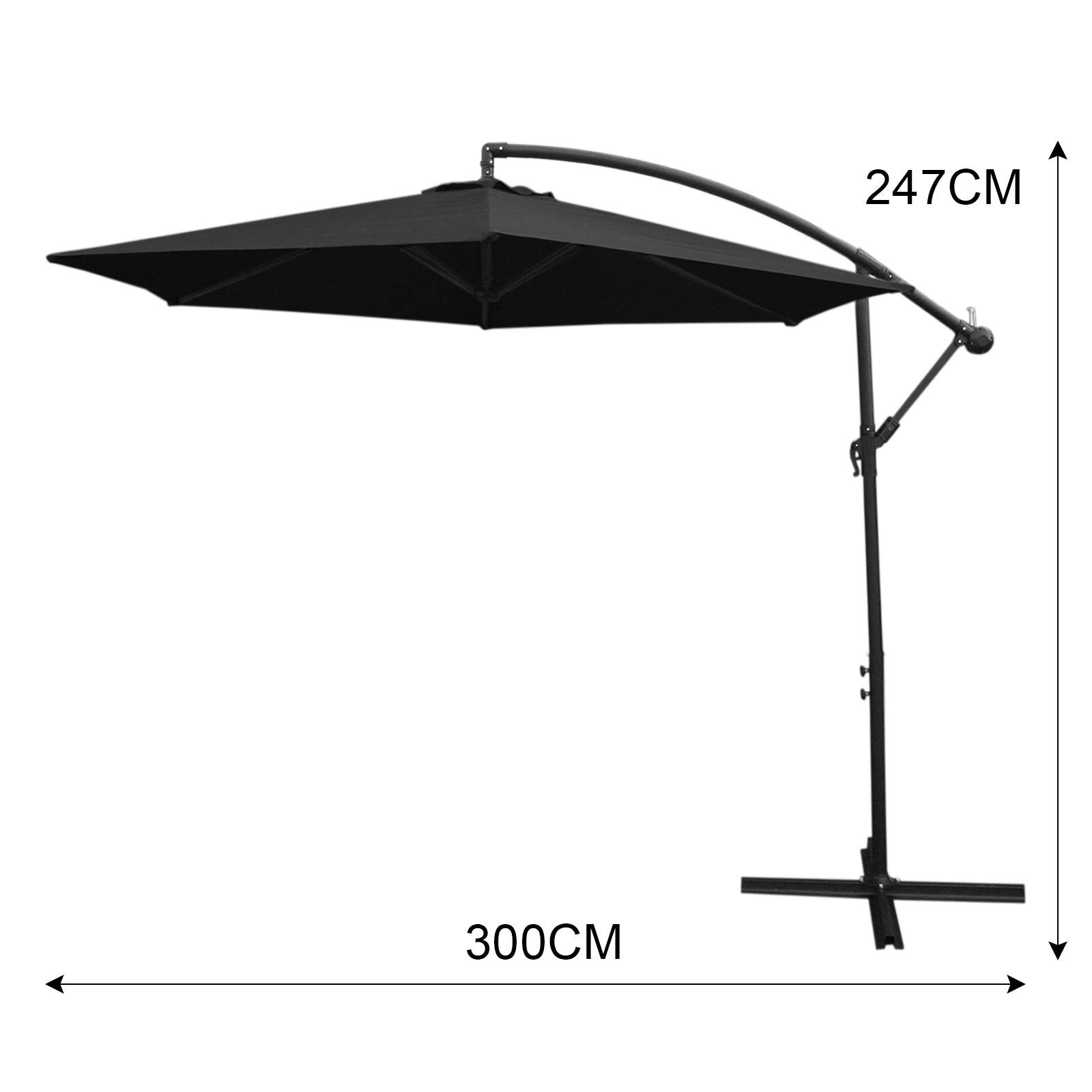 Monstershop - Parasol Cantilever Noir & Base Carrée 3m x 3m x 2.5m - Image 5