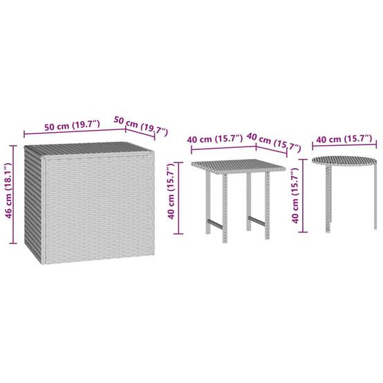 Table bois composite rotin marron 50 x 50 x 46 cm - Prolenta premium p333.9 - Image 7