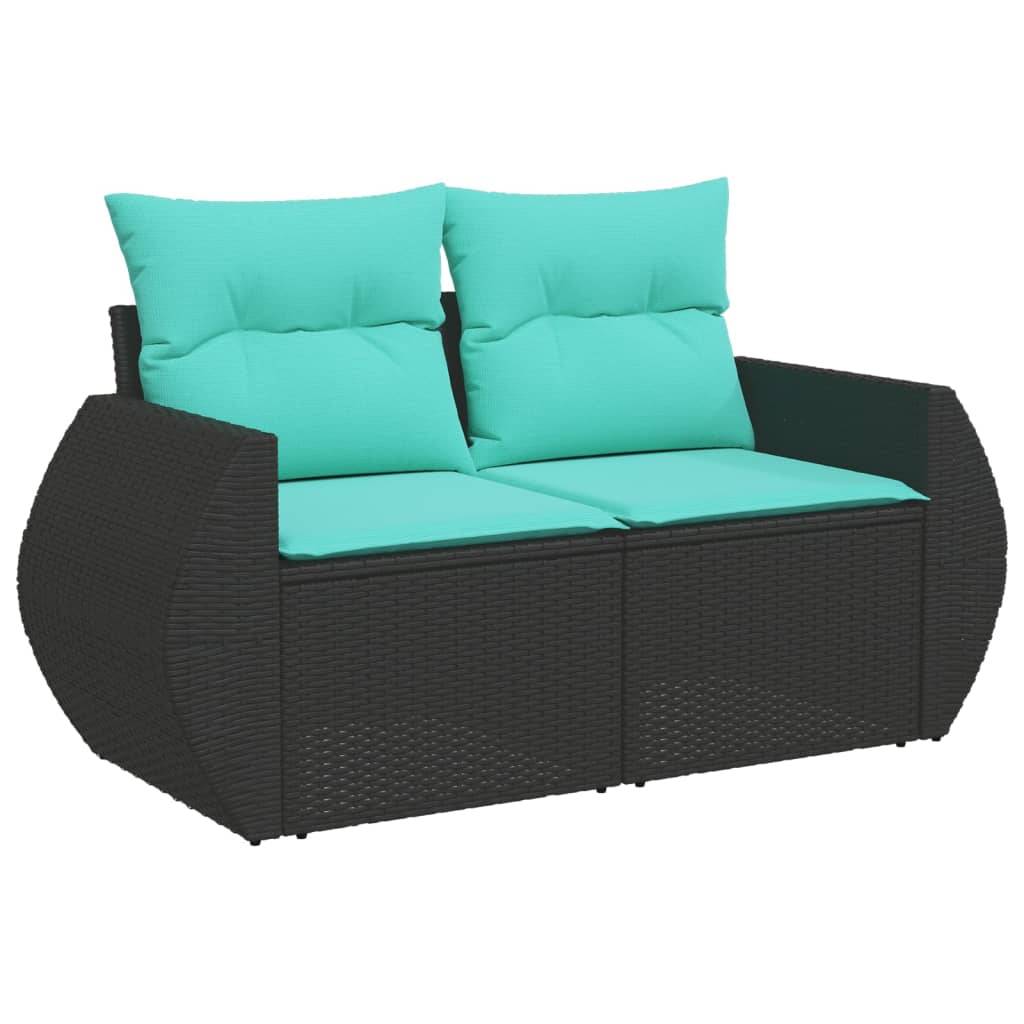 ComfortXL - Salon de jardin bas 10 places modulable en résine tressée avec coussins bleus Noir – ComfortXL Outdoor Living - Image 3