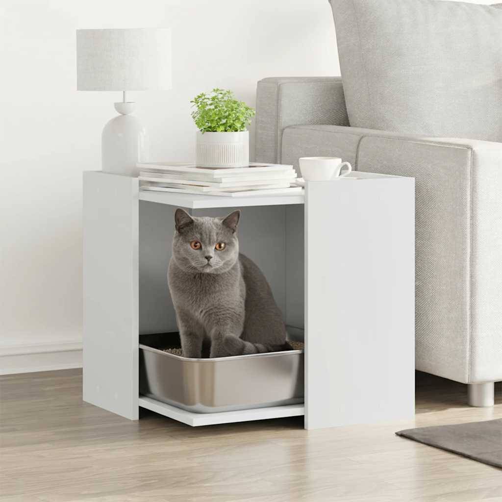 Vidaxl - Meuble de bac à litière pour chat blanc bois d'ingénierie vidaXL 857751 - Image 1