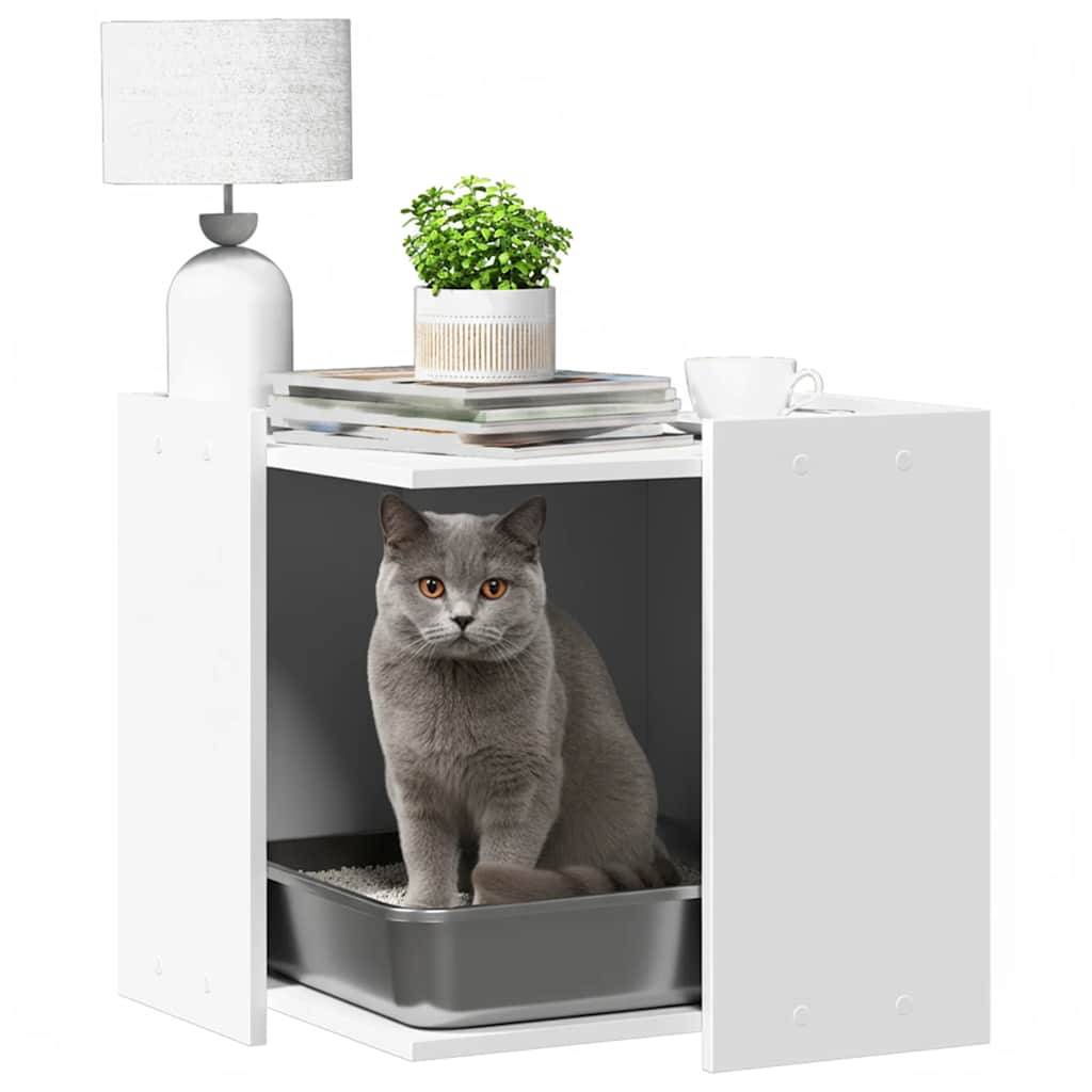 Vidaxl - Meuble de bac à litière pour chat blanc bois d'ingénierie vidaXL 857751 - Image 4