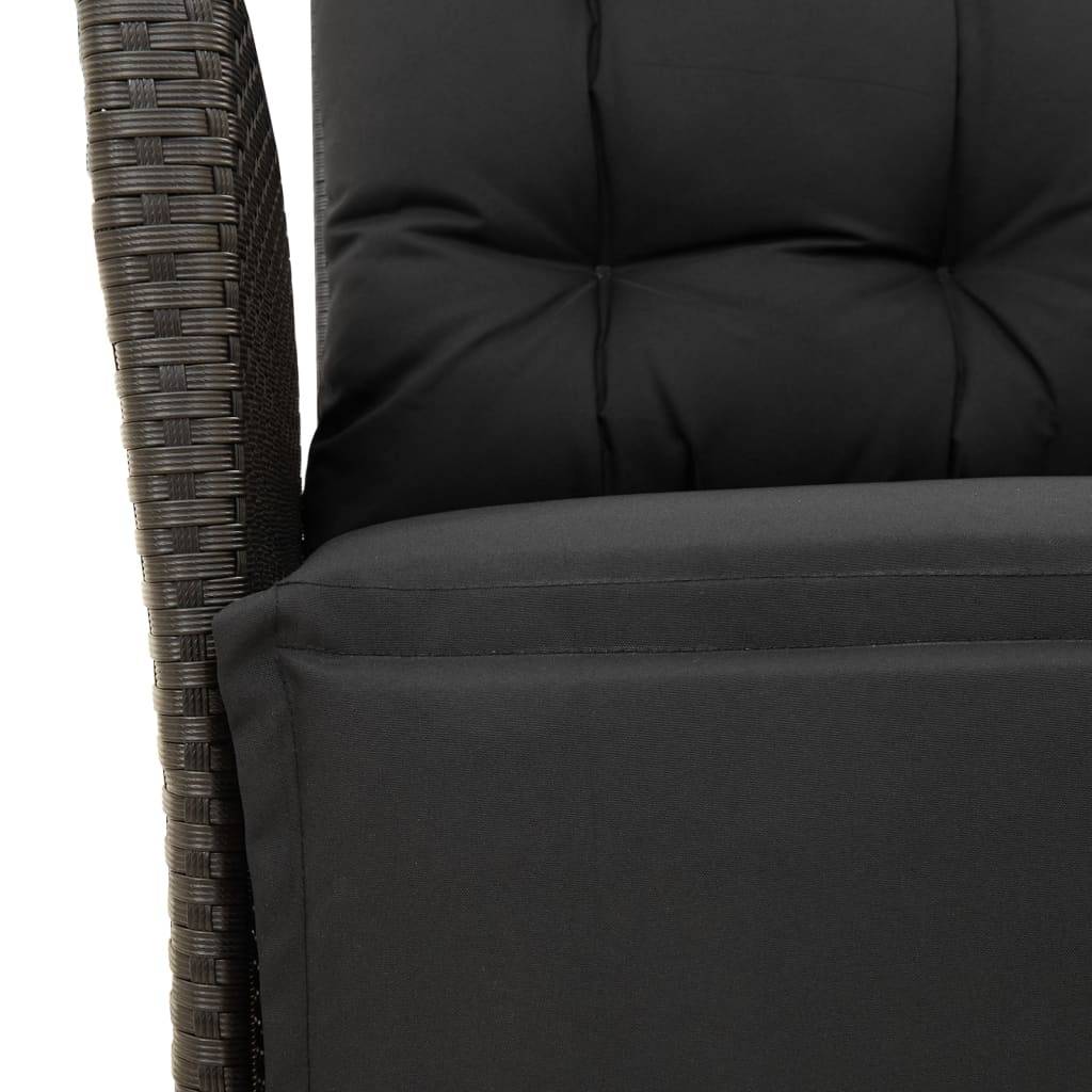 ComfortXL - Salon de Jardin Poly Rotin Noir 8 Places, 2 Fauteuils avec Repose-pieds, Table 190x80cm, Coussins Noirs – ComfortXL Outdoor Living - Image 8