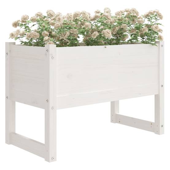 Jardinière - Bac à fleurs - Pot de fleurs Blanc 78x40x52 cm Bois massif de pin - Image 3