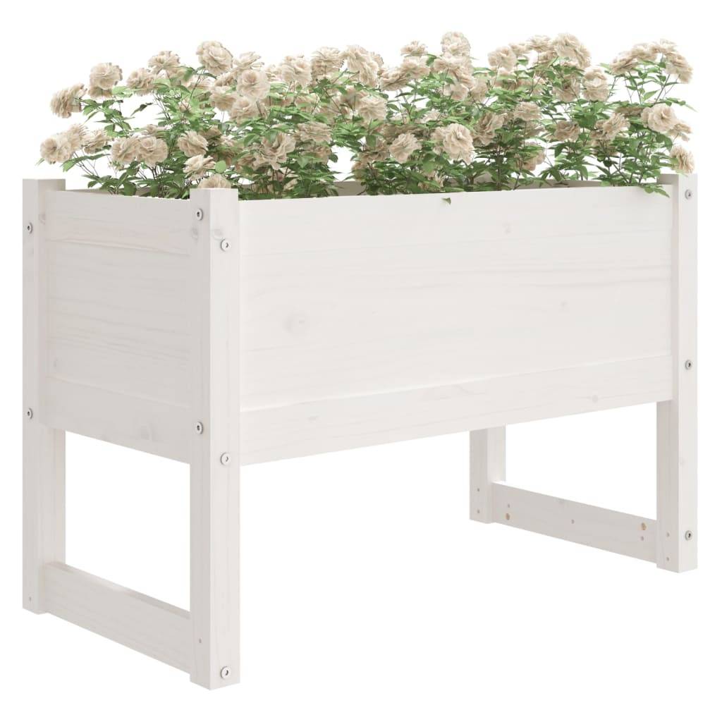 Jardinière - Bac à fleurs - Pot de fleurs Blanc 78x40x52 cm Bois massif de pin - Image 3