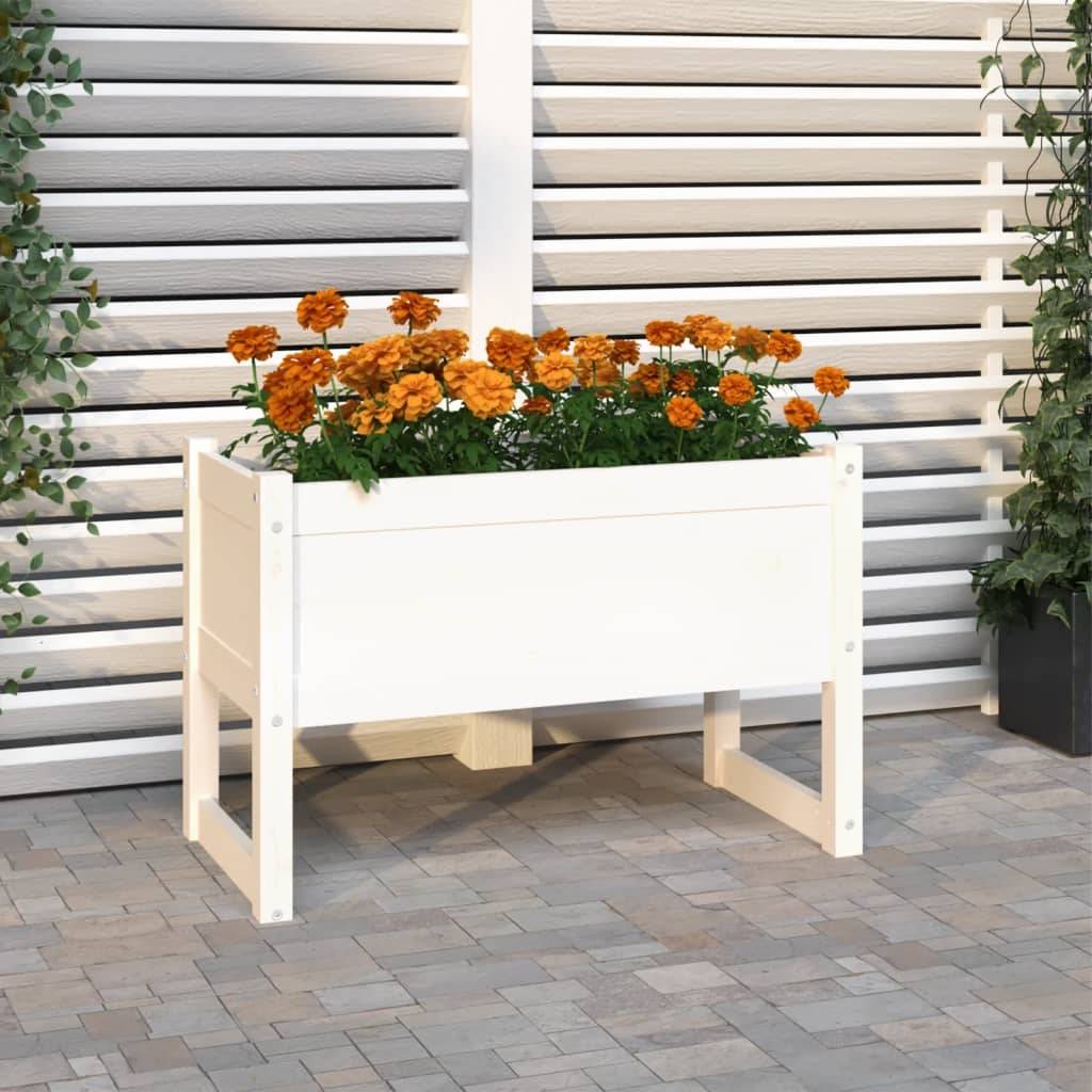 Jardinière - Bac à fleurs - Pot de fleurs Blanc 78x40x52 cm Bois massif de pin - Image 2