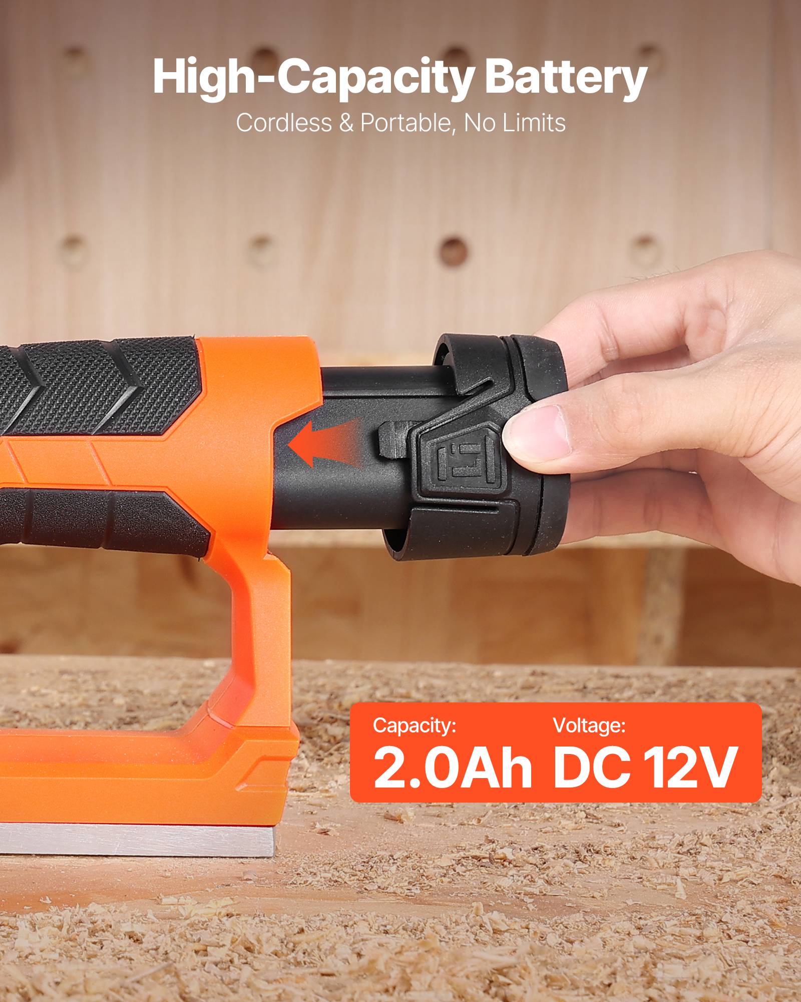 VEVOR Rabot Électrique sans Fil Raboteuse à Bois à Main 56 mm avec Batterie 2 Ah - Image 6