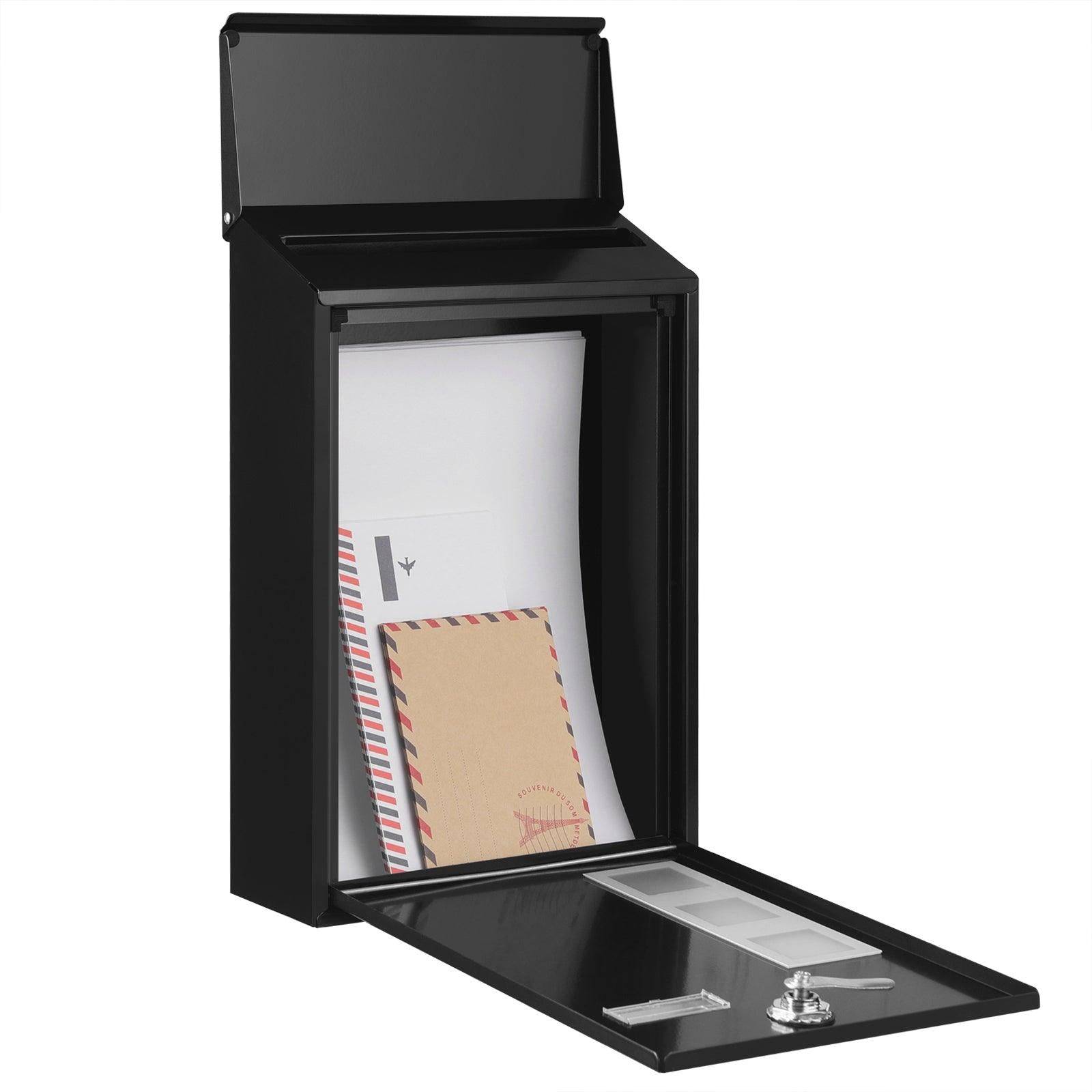 Helloshop26 - Boîte aux lettres murale moderne avec fenêtres de visualisation plaque signalétique serrure avec noyau en cuivre facile à installer noir - Image 2