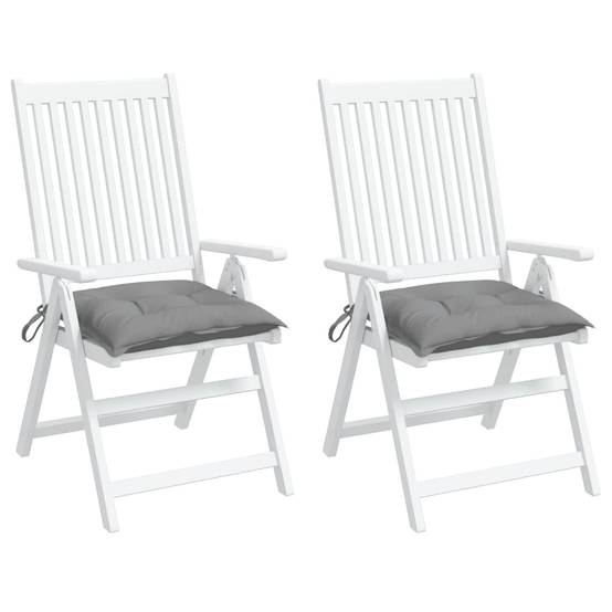Lot de 2 Galettes de Chaise Tissu Oxford Imperméables avec Lacets pour Cuisine Jardin Gris 40x40cm – ComfortXL Outdoor Living - Image 4