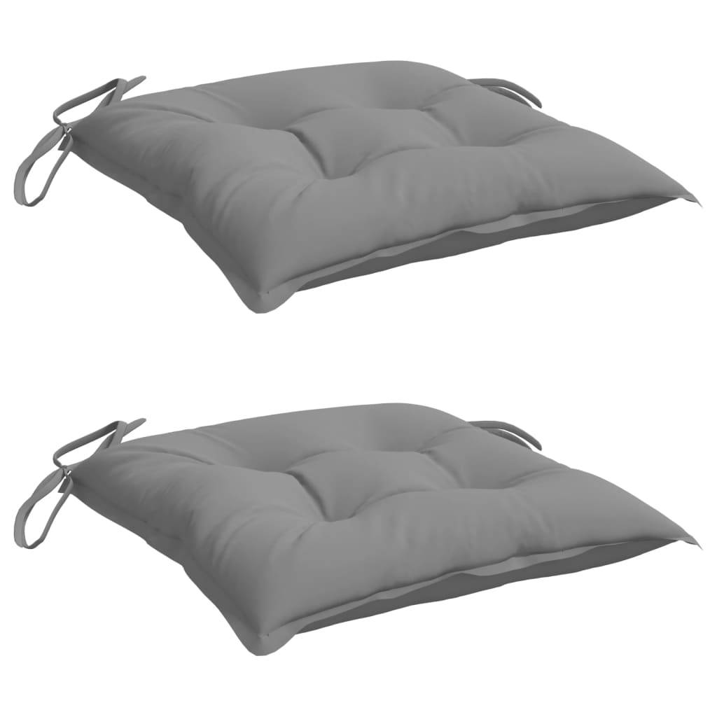 Lot de 2 Galettes de Chaise Tissu Oxford Imperméables avec Lacets pour Cuisine Jardin Gris 40x40cm – ComfortXL Outdoor Living - Image 3