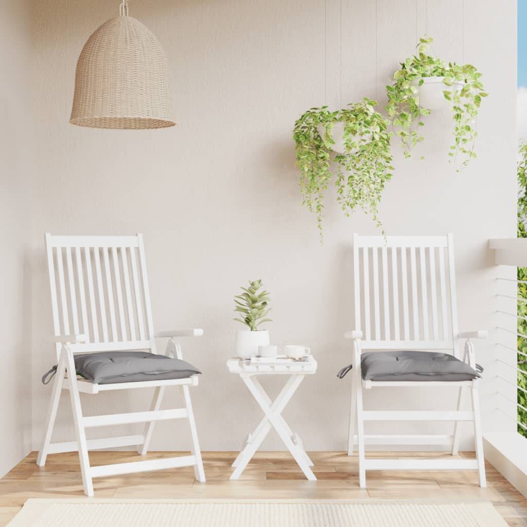 Lot de 2 Galettes de Chaise Tissu Oxford Imperméables avec Lacets pour Cuisine Jardin Gris 40x40cm – ComfortXL Outdoor Living - Image 1