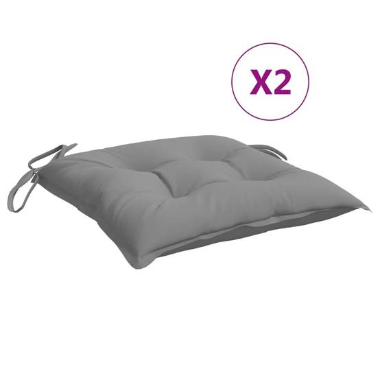Lot de 2 Galettes de Chaise Tissu Oxford Imperméables avec Lacets pour Cuisine Jardin Gris 40x40cm – ComfortXL Outdoor Living - Image 2