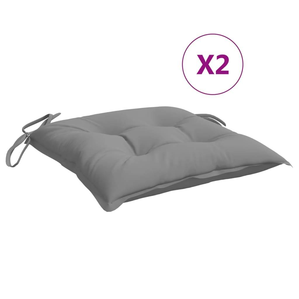 Lot de 2 Galettes de Chaise Tissu Oxford Imperméables avec Lacets pour Cuisine Jardin Gris 40x40cm – ComfortXL Outdoor Living - Image 2