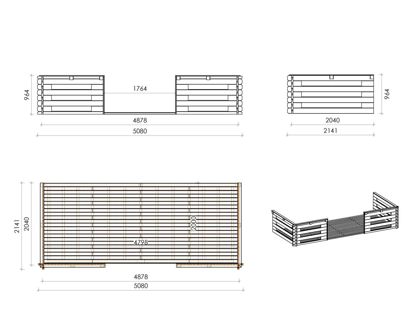 Altanka - Abri de jardin en bois - 5x4 m + terrasse avec balustrade et avant-toit en bois - 30 m2 - DOM598+DOM613+DOM615+POD04 - ALTANKA - Image 7