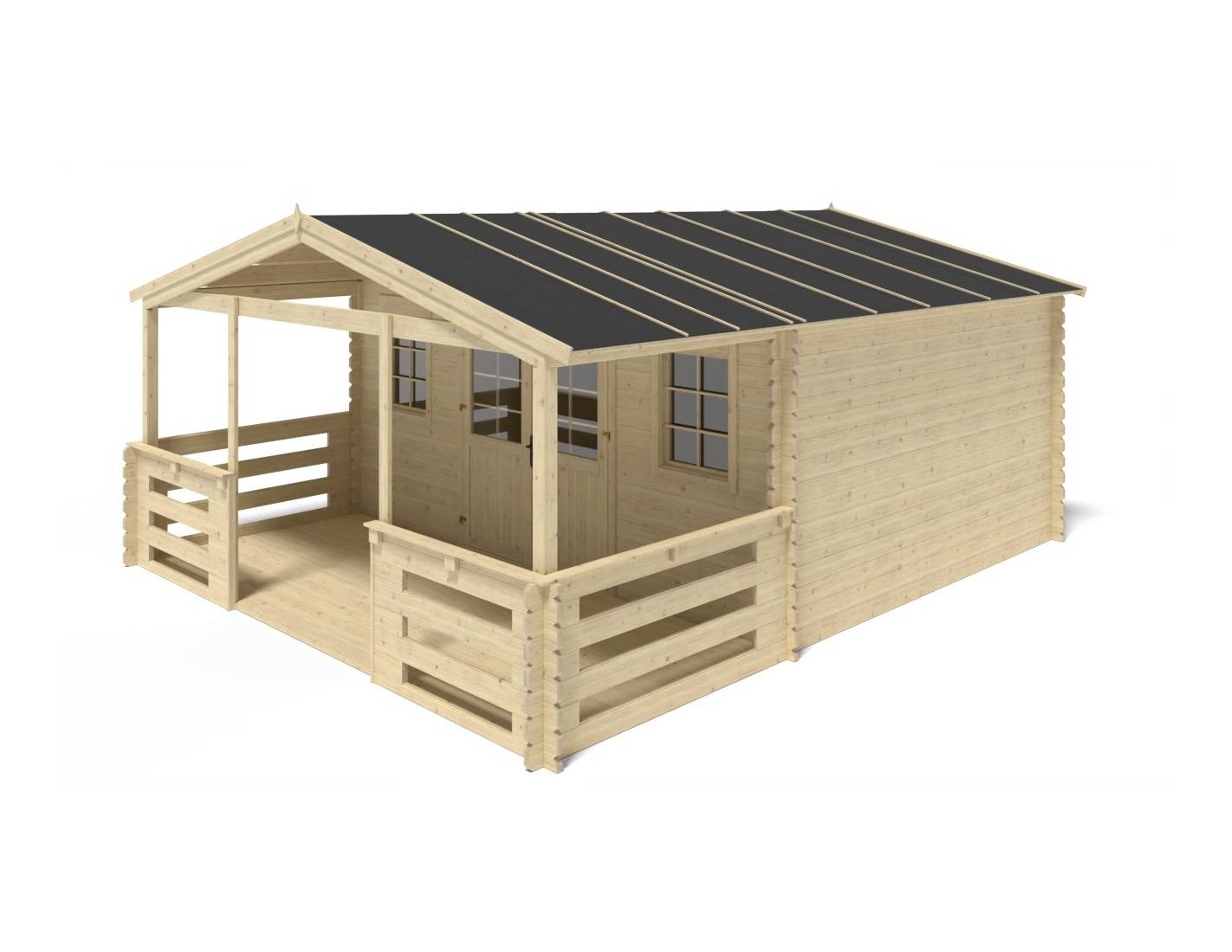 Altanka - Abri de jardin en bois - 5x4 m + terrasse avec balustrade et avant-toit en bois - 30 m2 - DOM598+DOM613+DOM615+POD04 - ALTANKA - Image 8