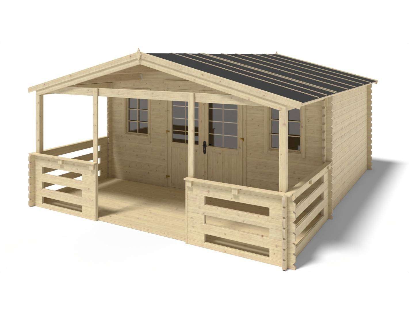Altanka - Abri de jardin en bois - 5x4 m + terrasse avec balustrade et avant-toit en bois - 30 m2 - DOM598+DOM613+DOM615+POD04 - ALTANKA - Image 1