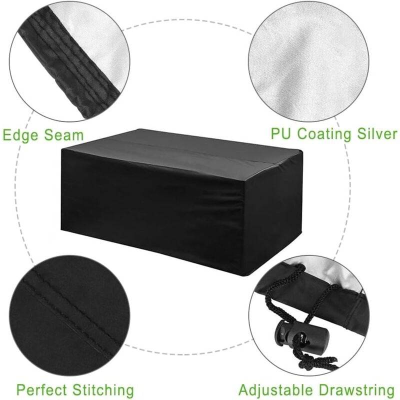 IntiMeg - Housse Salon de Jardin, 210D Polyester Imperméable Anti-UV ,Salon de Jardin Housse de Protection pour Tables de Jardin, Chaise,(200 160 70cm) IntiMeg - Image 3