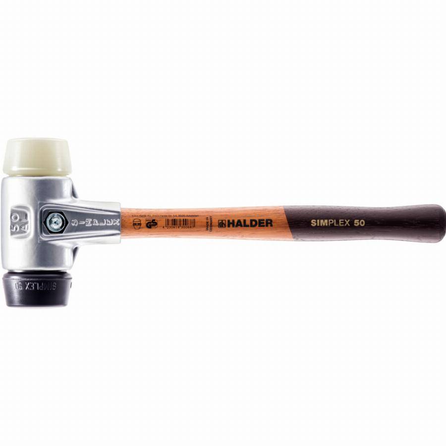Maillet HALDER SIMPLEX Caoutchouc chargé / nylon avec boîtier en aluminium et manche en bois - D=60 mm - 3128.060
