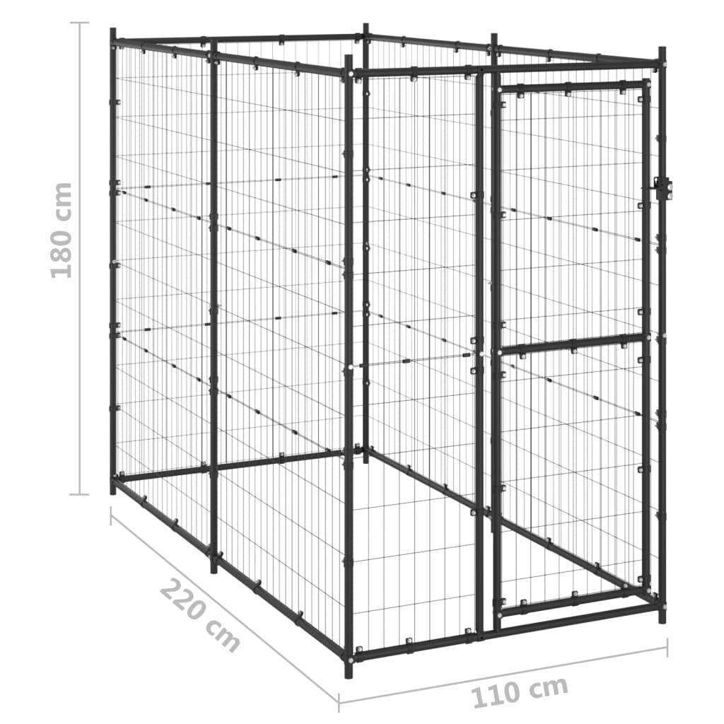 Helloshop26 - Chenil extérieur cage enclos parc animaux chien d'extérieur pour chiens acier 110 x 220 x 180 cm - Image 2