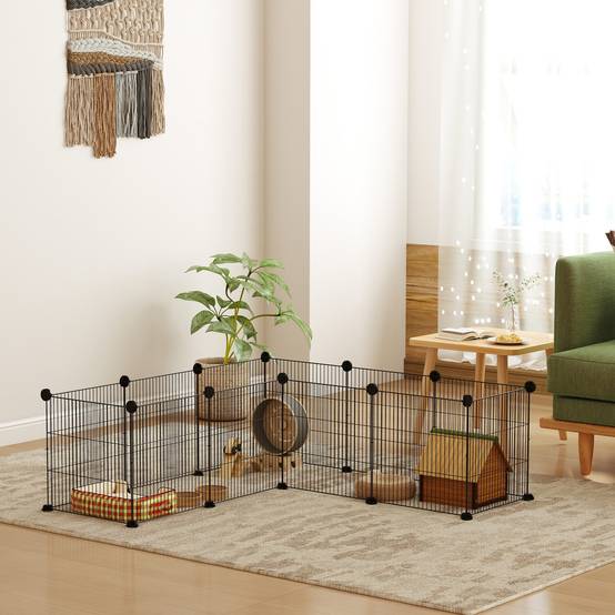Enclos Modulable Métal Cochons d'Inde Bords Arrondis 140x70x35cm Noir - ComfortXL Outdoor Living - Image 10