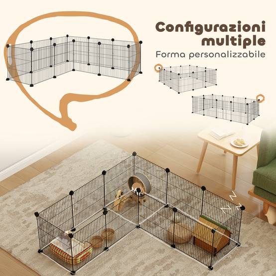Enclos Modulable Métal Cochons d'Inde Bords Arrondis 140x70x35cm Noir - ComfortXL Outdoor Living - Image 6