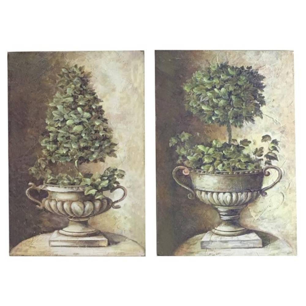 Set de 2 tableaux en bois multicolores 20.5 x 30.5 cm Chemin de campagne - Image 1