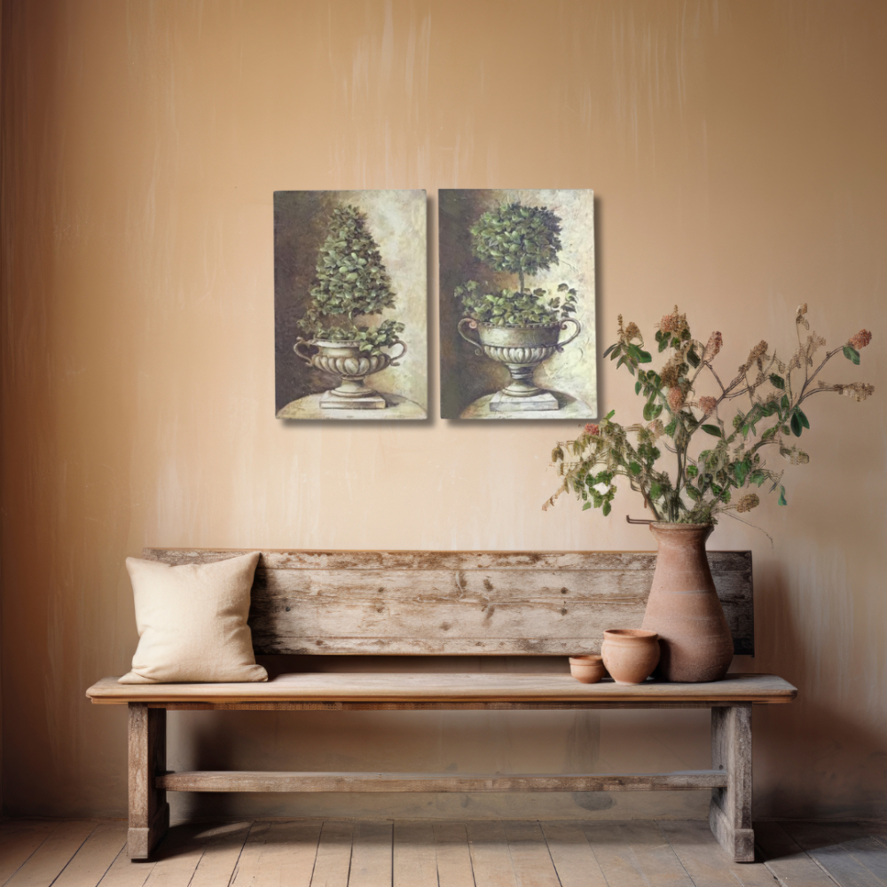 Set de 2 tableaux en bois multicolores 20.5 x 30.5 cm Chemin de campagne - Image 2
