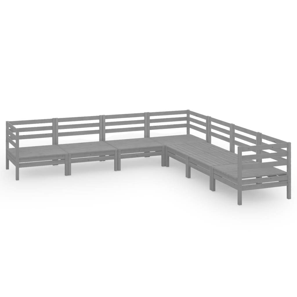 Helloshop26 - Salon de jardin meuble d'extérieur ensemble de mobilier 7 pièces bois de pin massif gris - Image 1