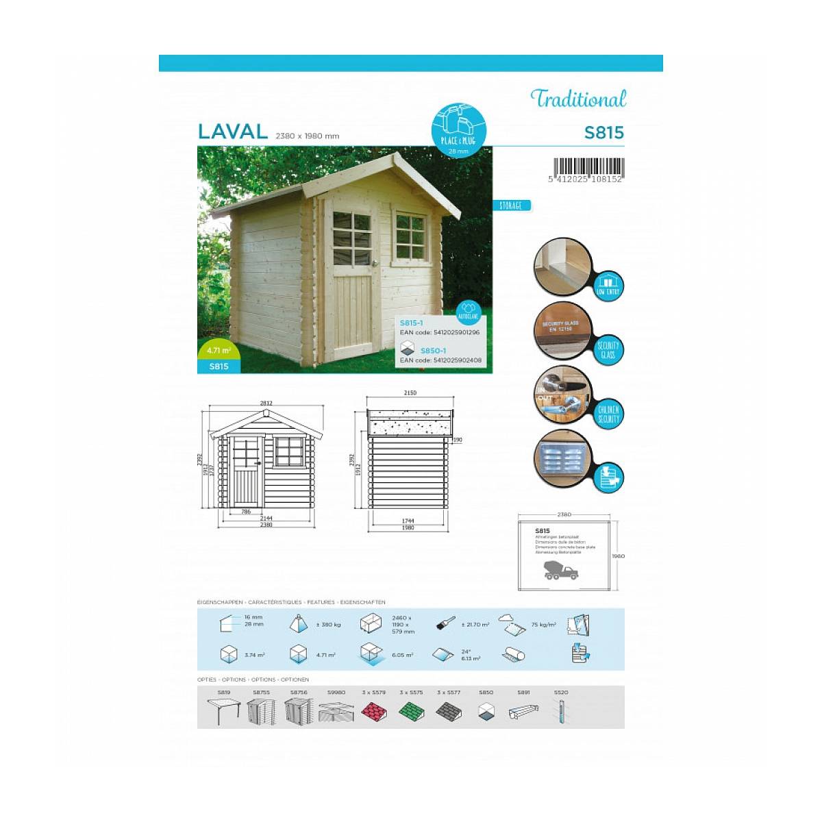 Abri de Jardin en Bois Imprégné Laval 3,74 m² - Solid - Image 2