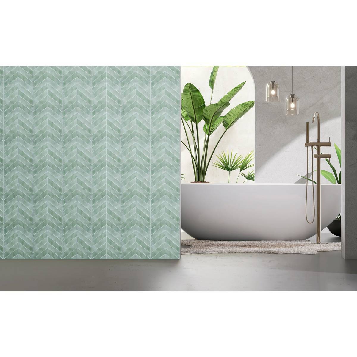 Atmosphera - 2 stickers muraux Caro chevrons 30x30cm vert clair - Atmosphera Créateur d'intérieur - Image 1