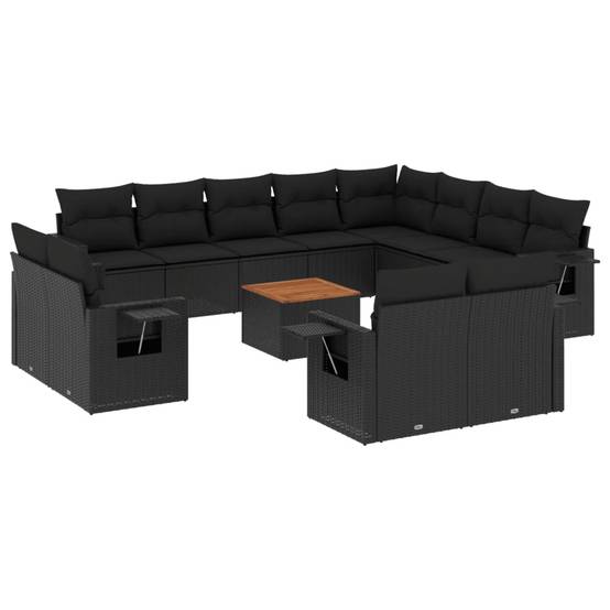 ComfortXL - Salon de Jardin Bas 12 Places en Résine Tressée Noire Modulable avec Tablettes d'Appoint Pliables – ComfortXL Outdoor Living - Image 2
