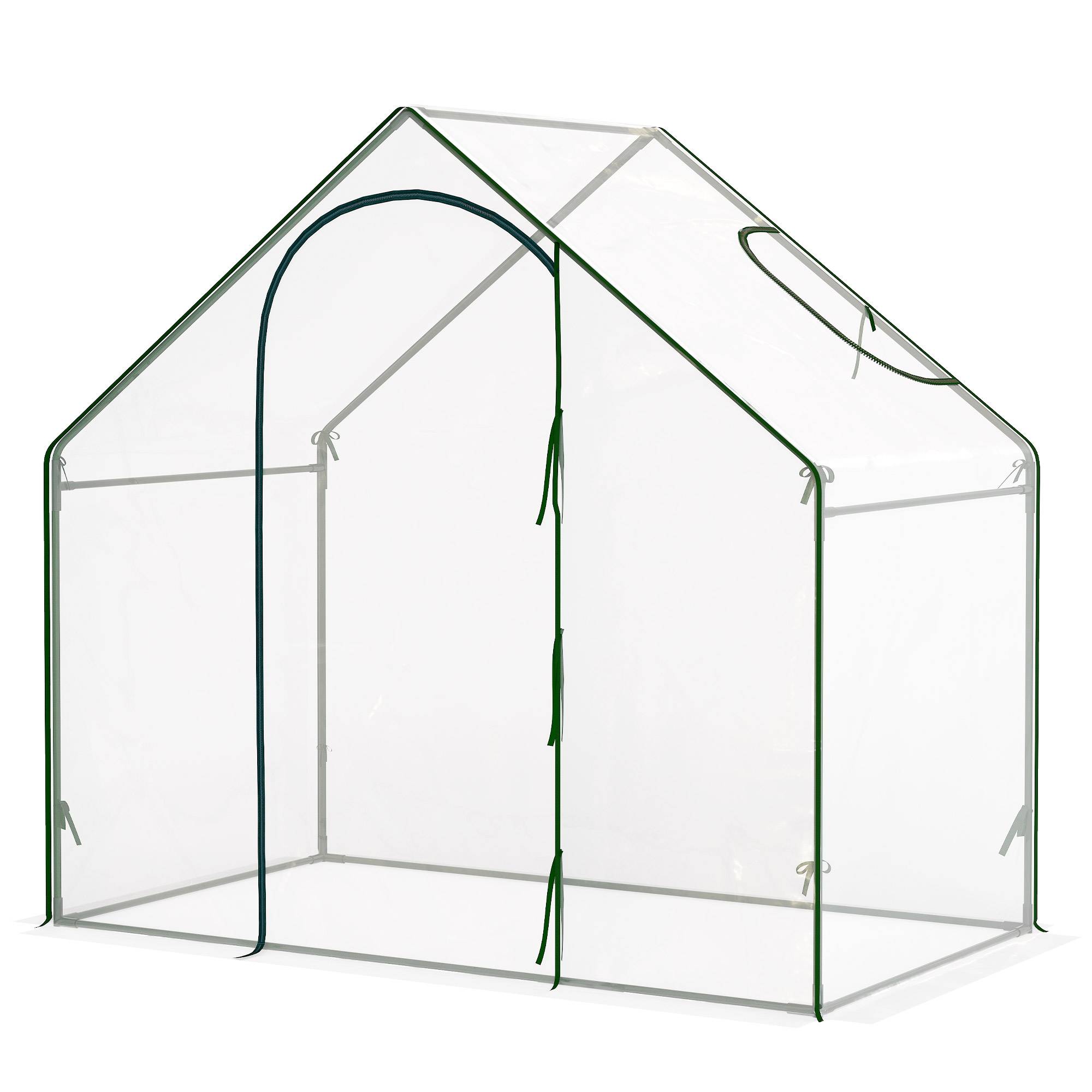 Serre avec fenêtre, porte, structure en acier et bâche imperméable anti-UV, 180 x 100 x 168 cm, transparente - Image 2