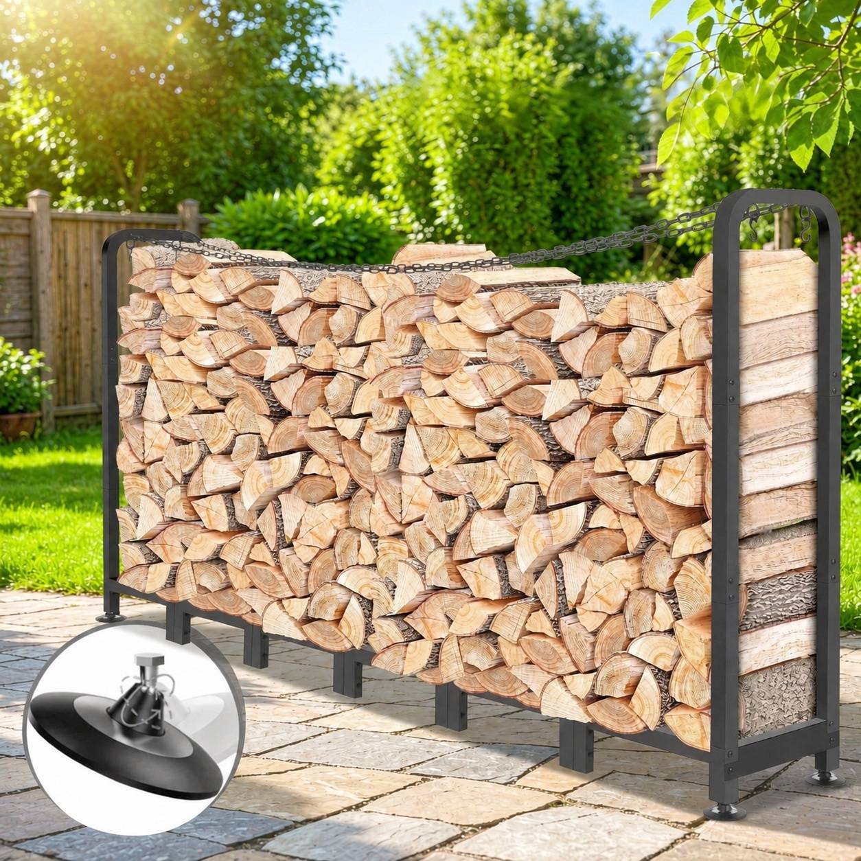 Support de Rangement Bois Métal Antirouille Extérieur Ajustable - Image 5
