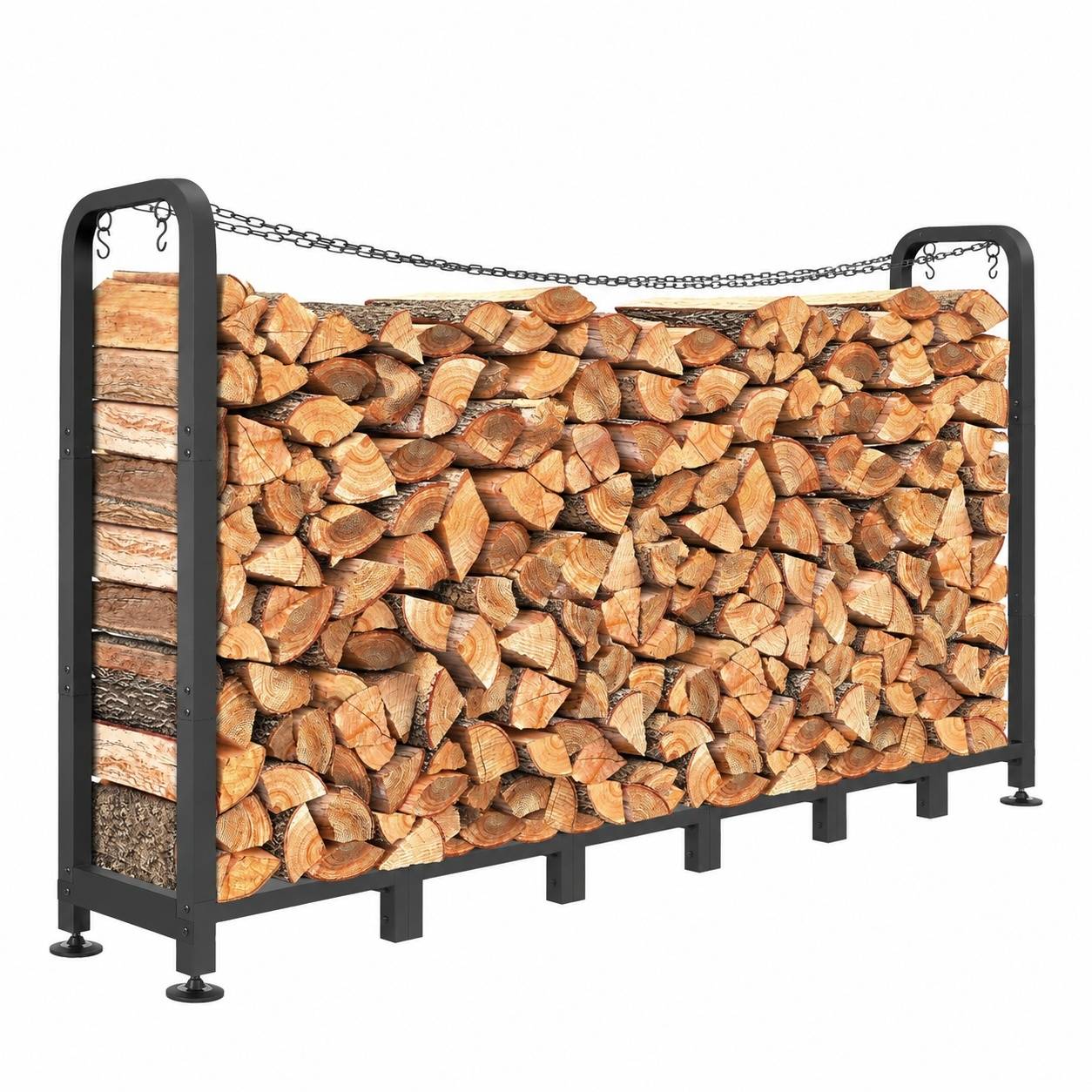 Support de Rangement Bois Métal Antirouille Extérieur Ajustable
