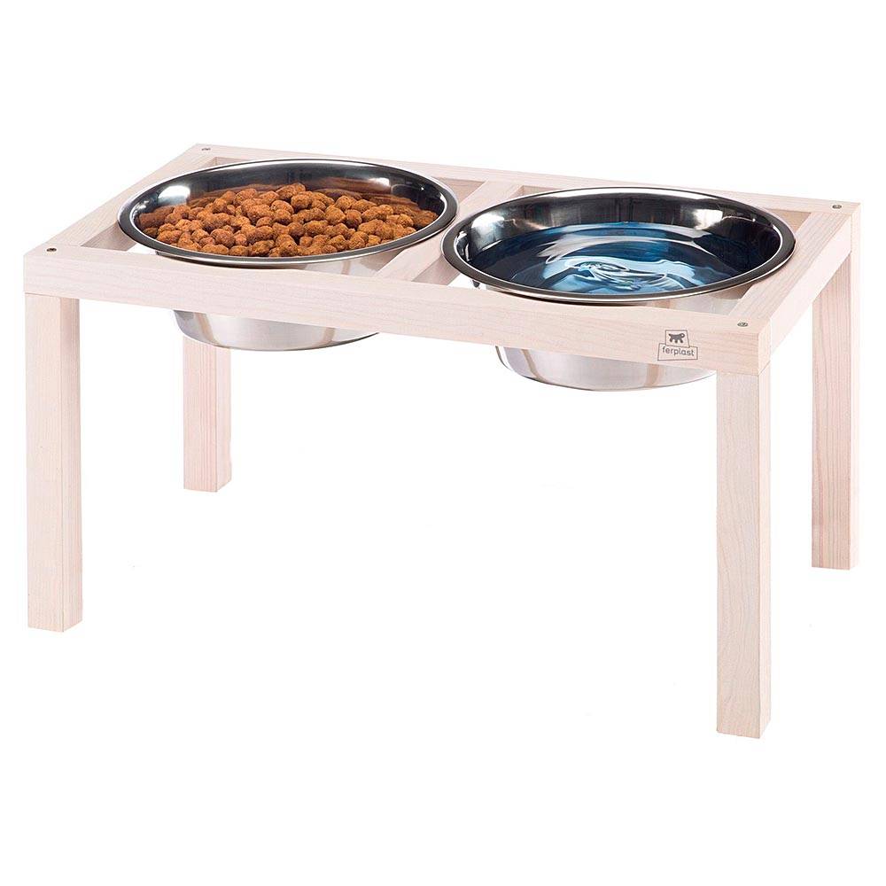 Ferplast - Ferplast Support de gamelle pour chien Desco Wood, avec 2 gamelle en acier inoxydables - Élégante gamelle en bois surélevée et antidérapante pour la - Image 2