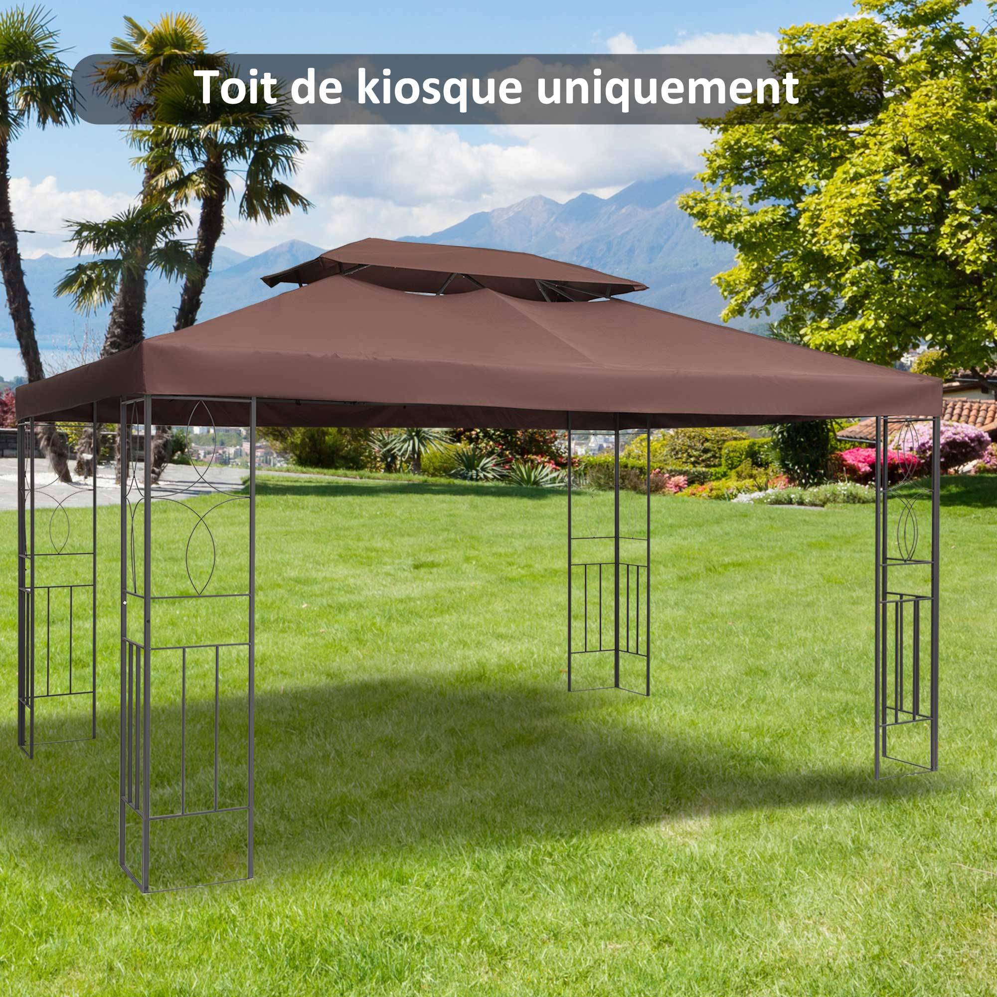 Homcom - Toile de Rechange pour Pavillon Tonnelle Tente 3x4m Haute Densité Imperméabilisé Polyester 180g/m² Chocolat - Outsunny - Image 2