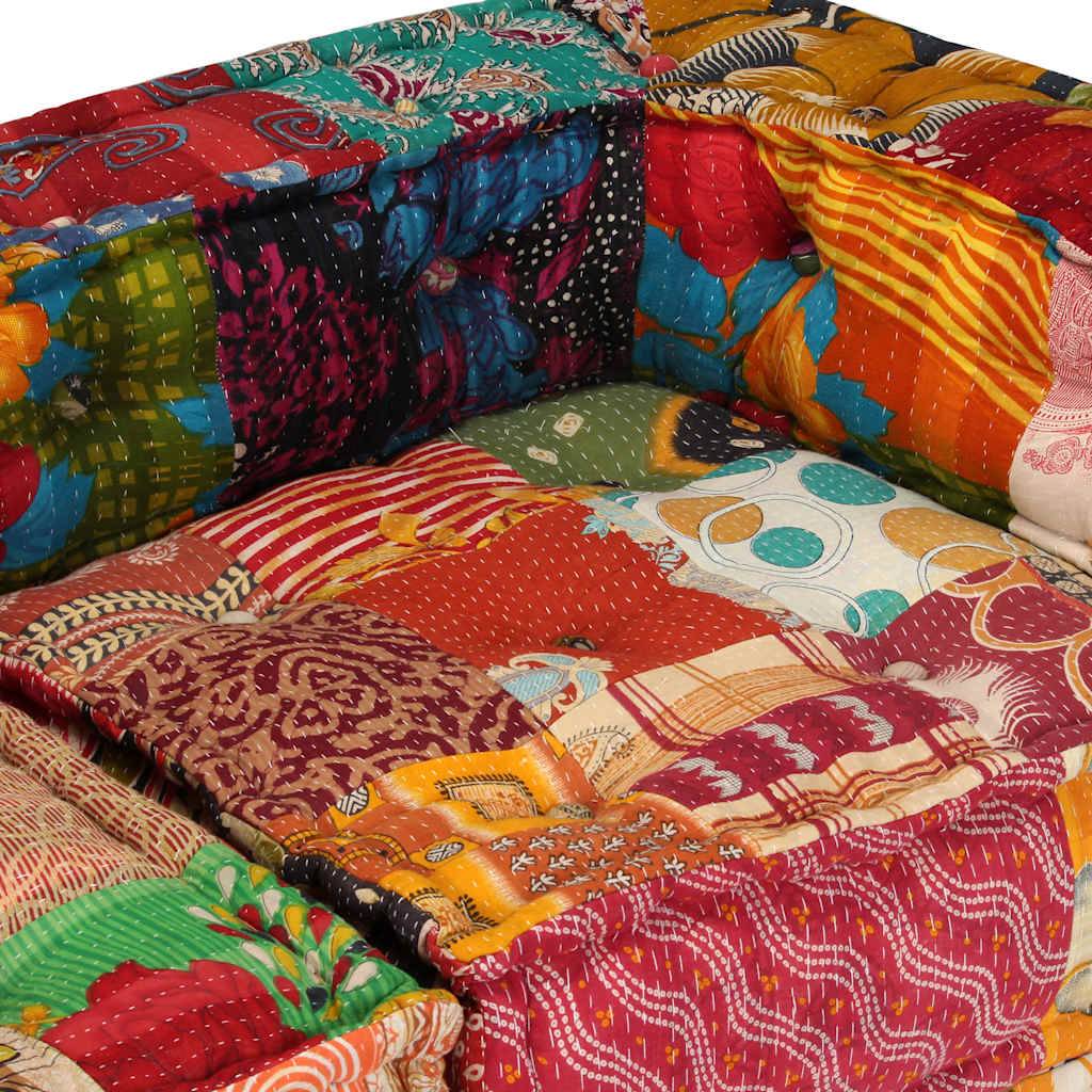Pouf modulaire 4 places tissu coton multicolore 200 x 132 x 58 cm - PANGIVO - Image 8