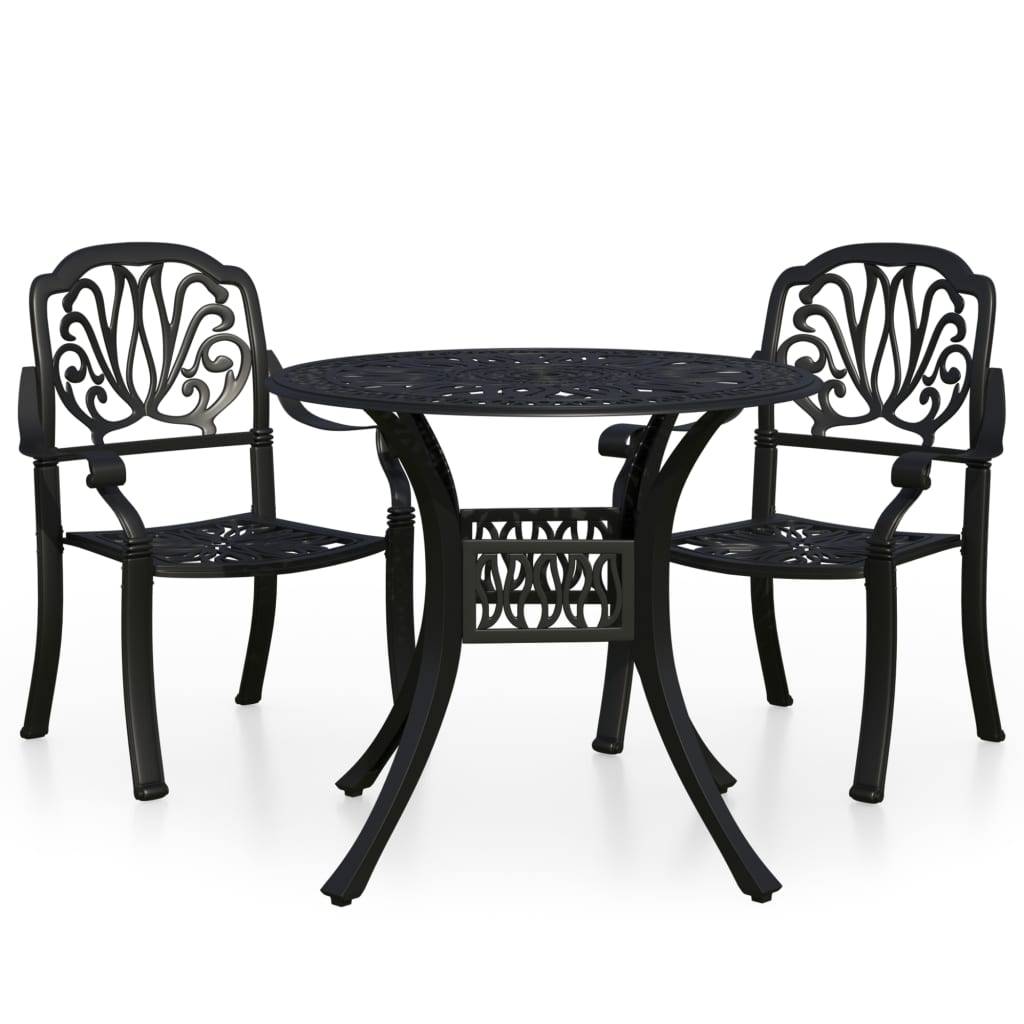 Vidaxl - Ensemble de bistro 3 pcs Aluminium coulé Noir vidaXL 3070575 - Image 2