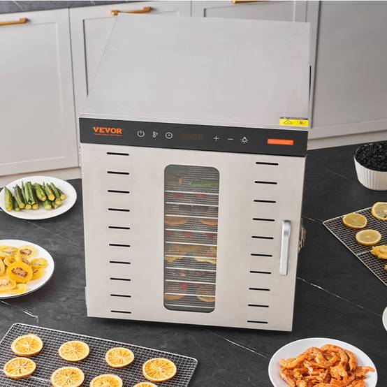 VEVOR Déshydrateur Alimentaire 10 Plateaux Inox 1 kW, Température Réglable 30-90°C, Minuterie 48 h. - Image 8