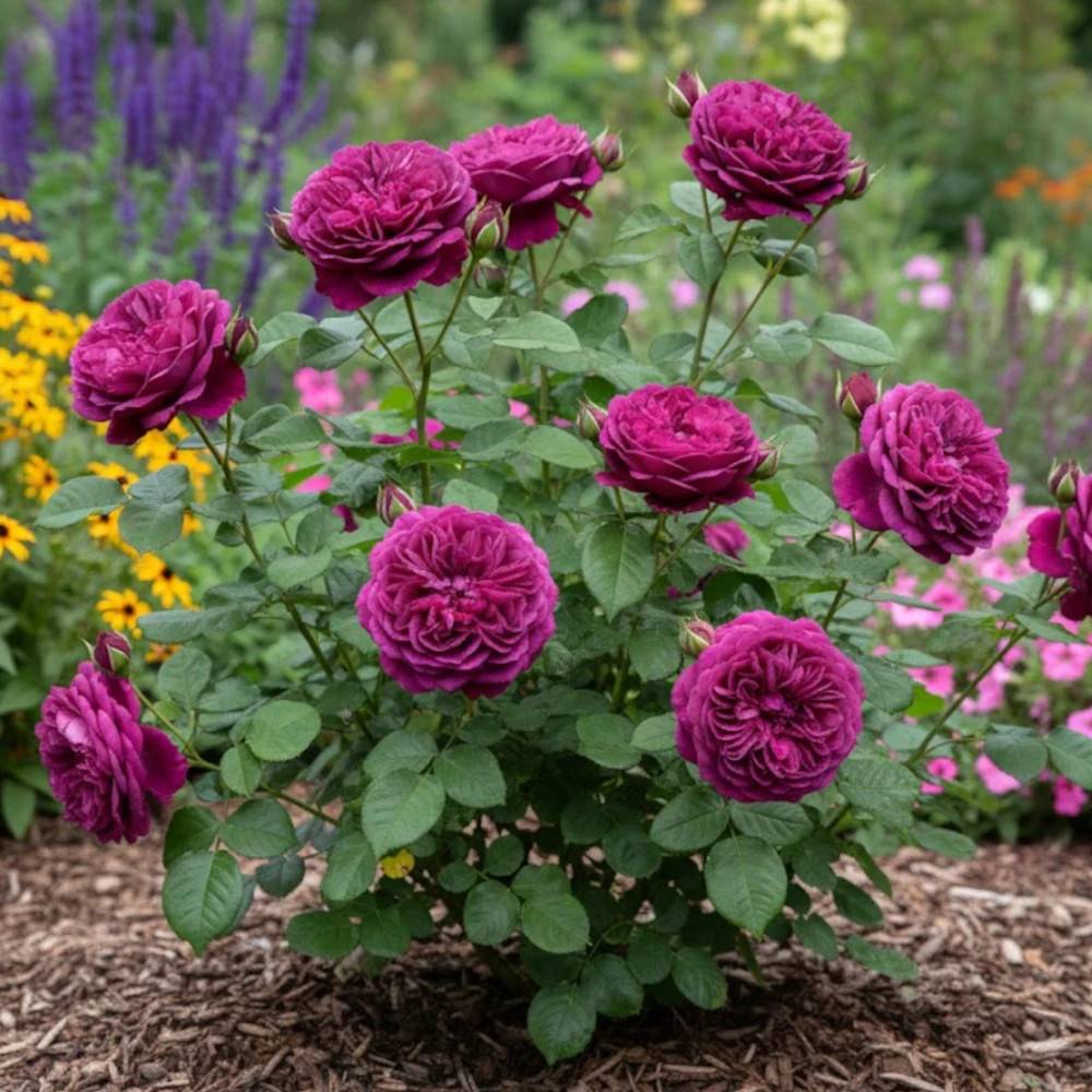 Rosier ancien Cardinal de Richelieu à fleurs Violette/ - feuillage Caduc - Pot de 3L - 20/40 cm